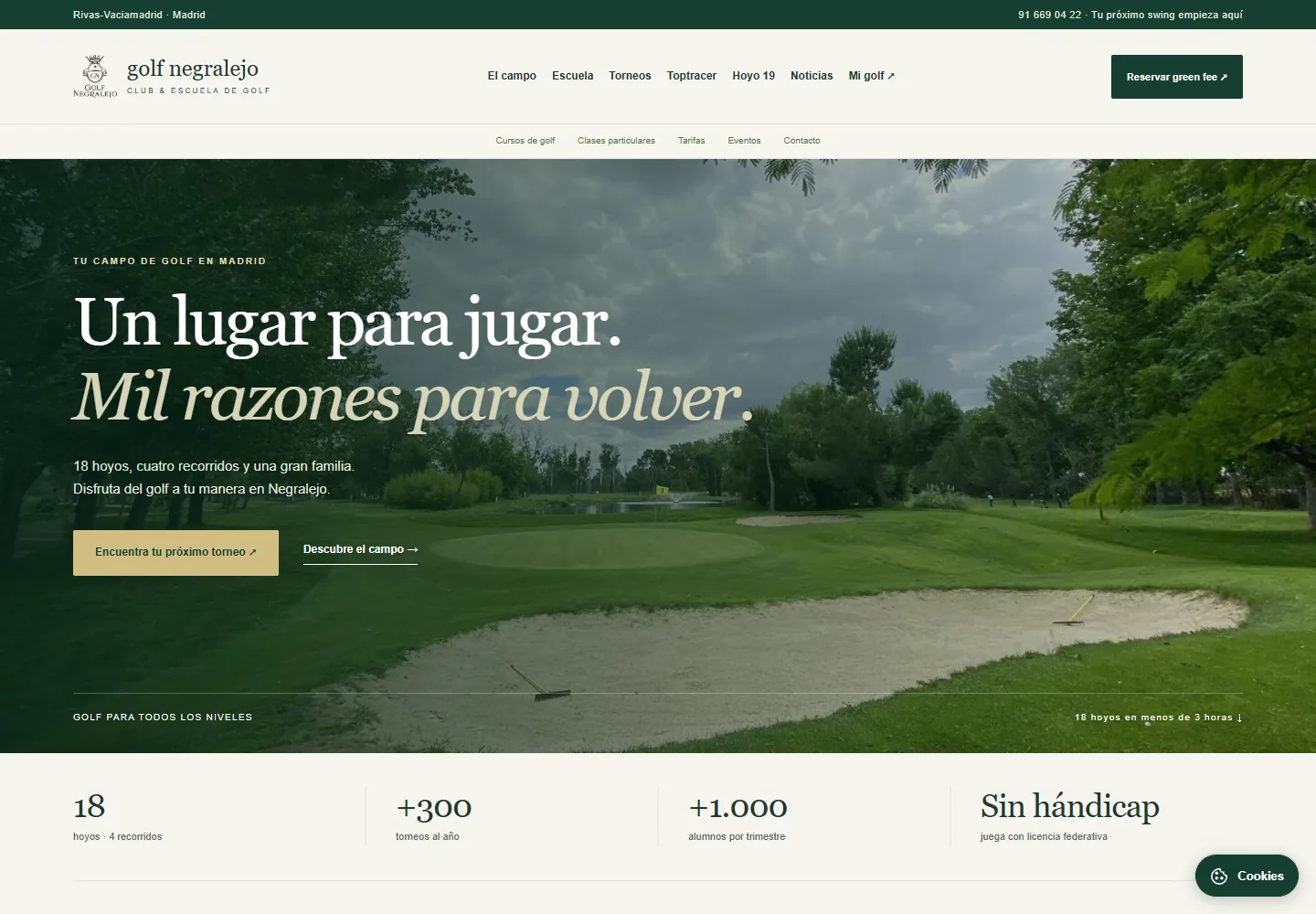 Vista de la web de Golf Negralejo