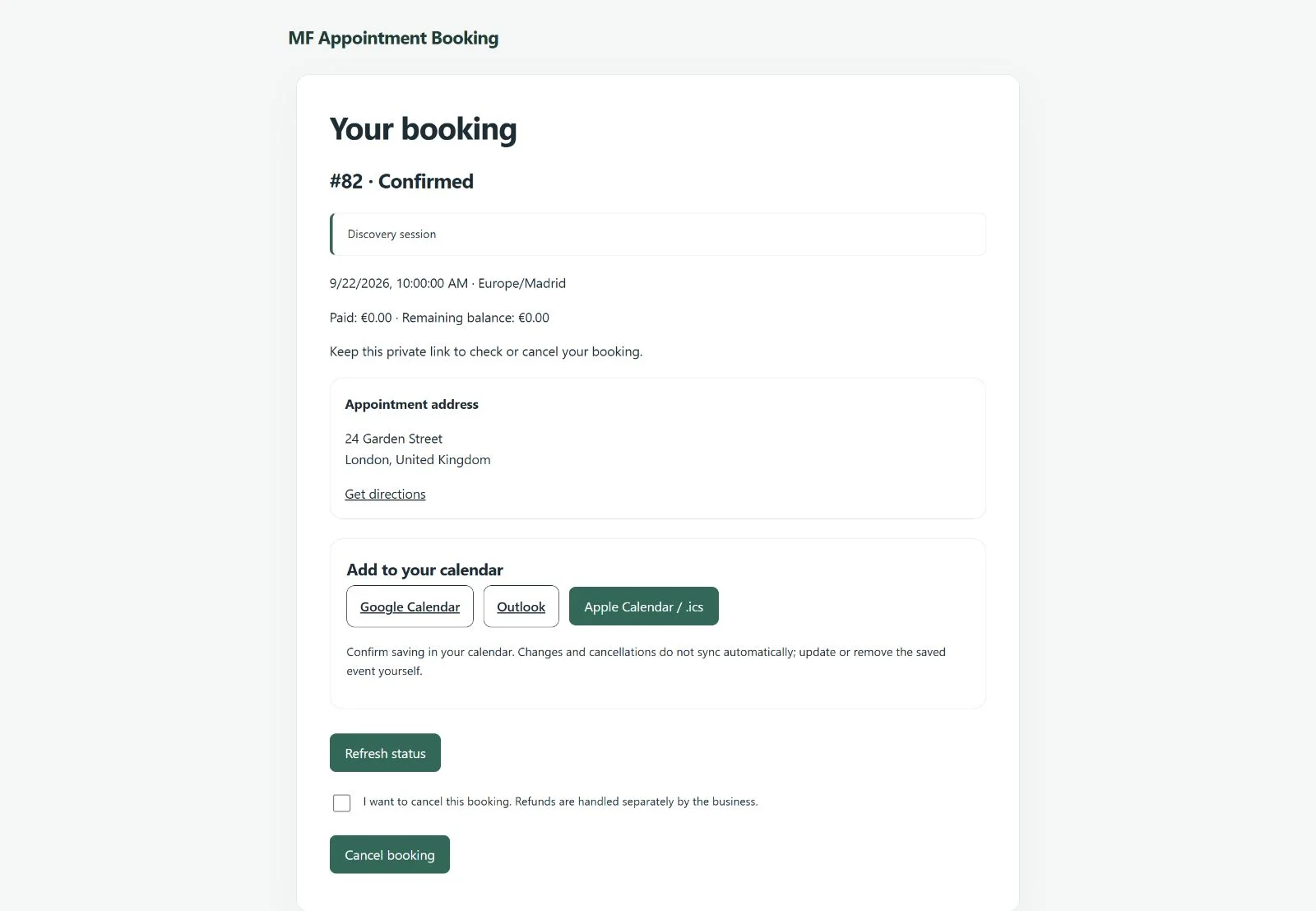 MF Appointment Booking — vista 8