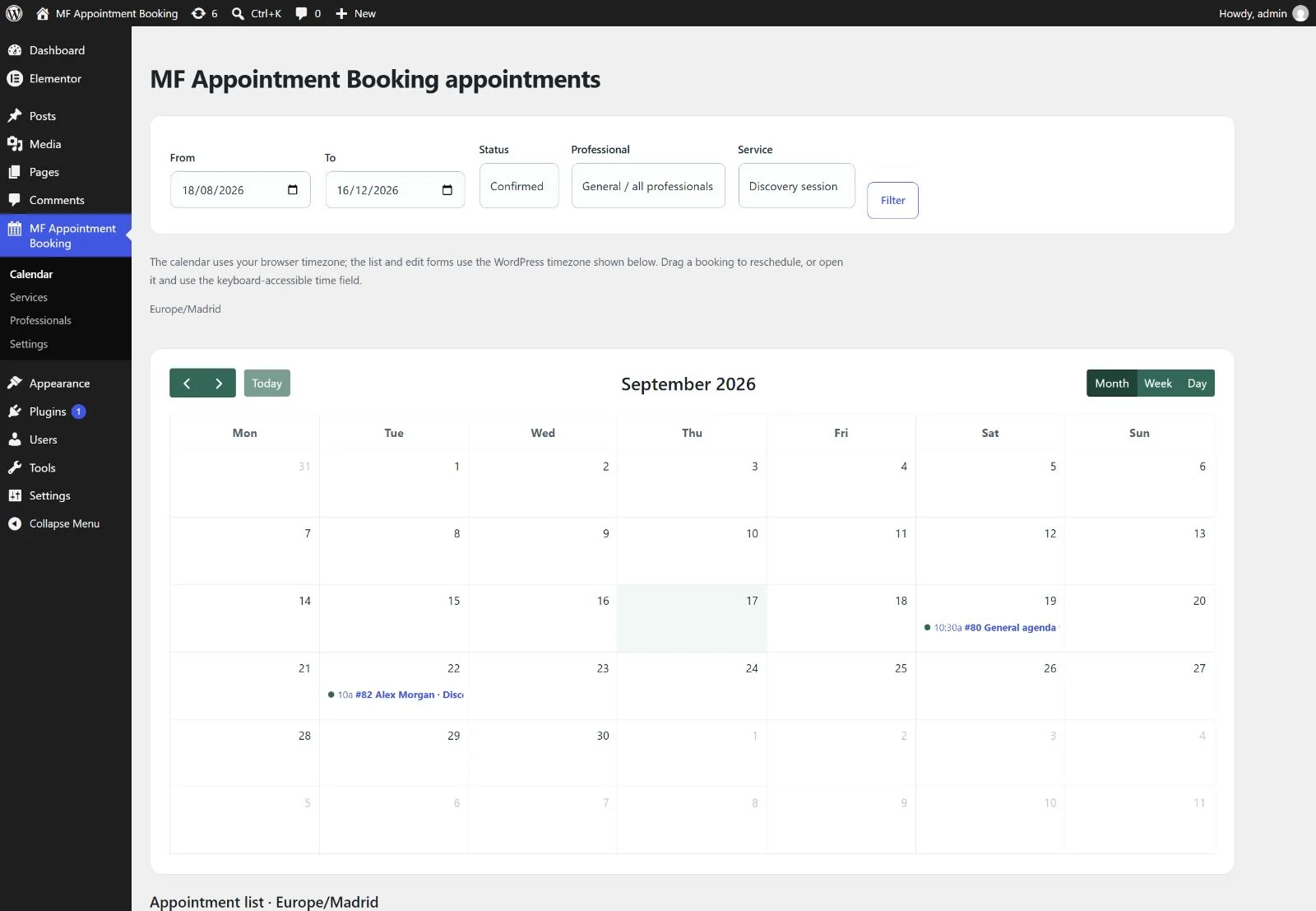 MF Appointment Booking — vista 1