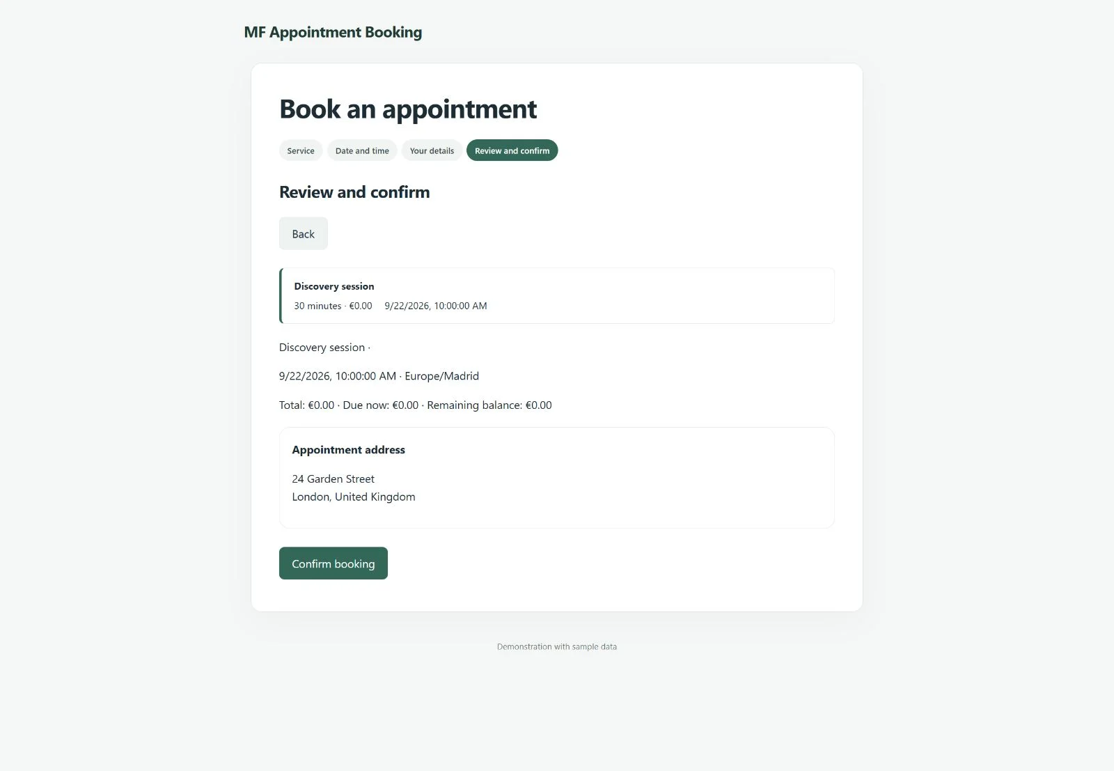 MF Appointment Booking — vista 7